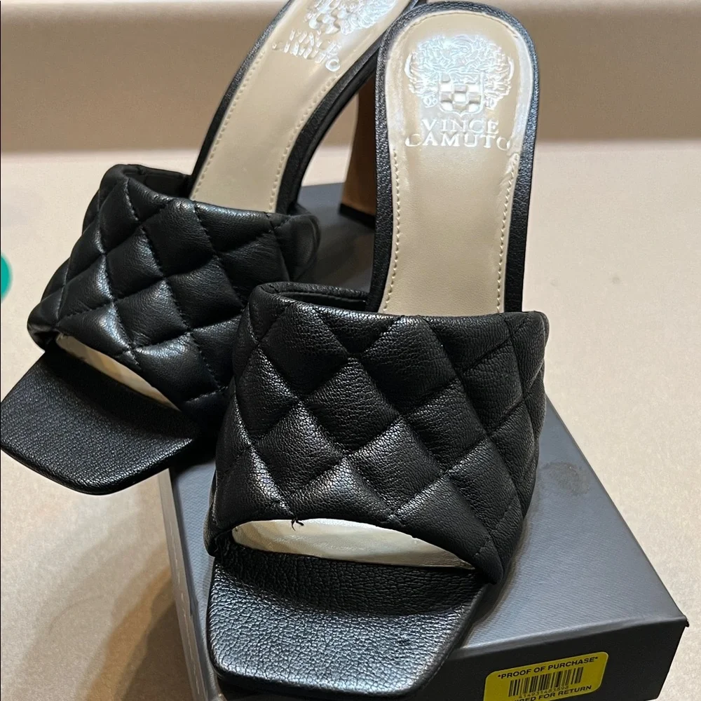 Vince Camuto Black Quilted Mules - Picture 1 of 4